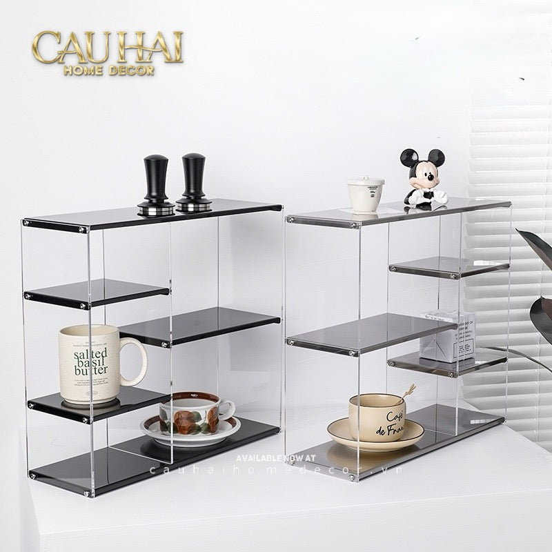 Kệ 3.5 Tầng Acrylic Bậc Thang Metal Velvet Ladder Shelf Tiered Organizer 42x13.9x38.1-CẬU HAI HOME DECOR