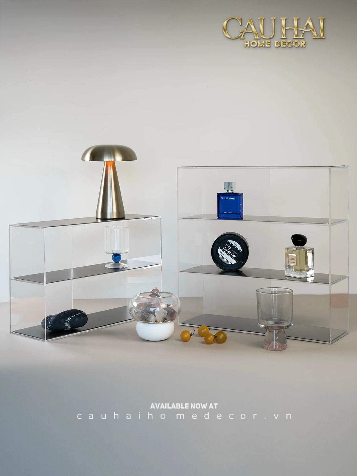 Kệ Acrylic 4 Tầng Metal Velvet Shelf Tiered Organizer 38x13.6x43-KỆ TRANG TRÍ-CẬU HAI HOME DECOR