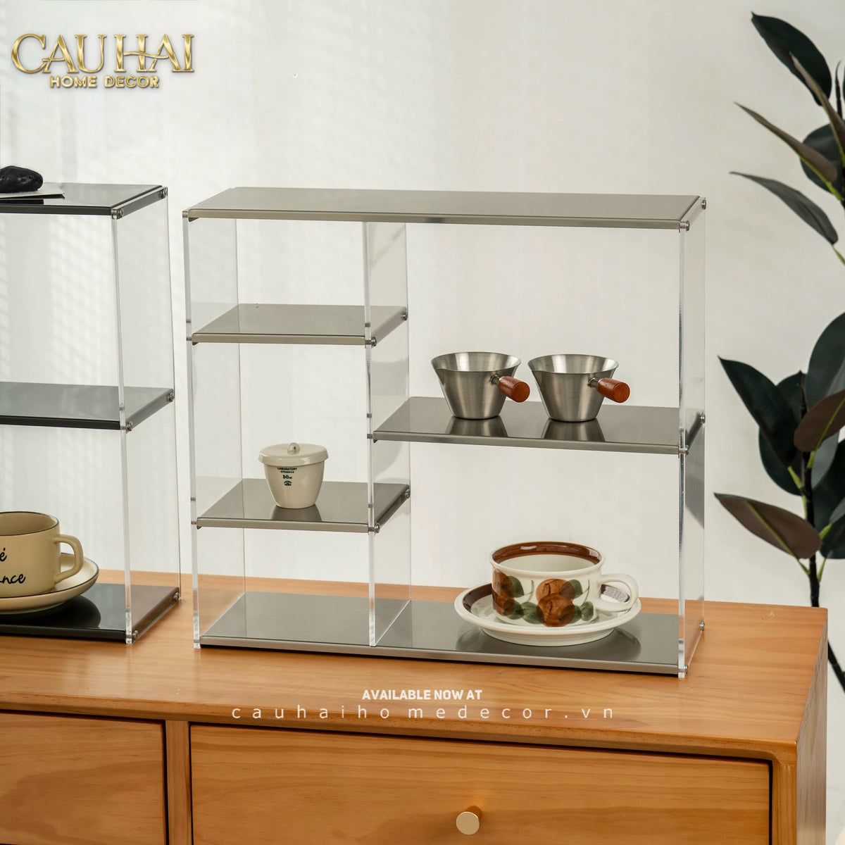 Kệ Acrylic 4 Tầng Metal Velvet Shelf Tiered Organizer 38x13.6x43-KỆ TRANG TRÍ-CẬU HAI HOME DECOR