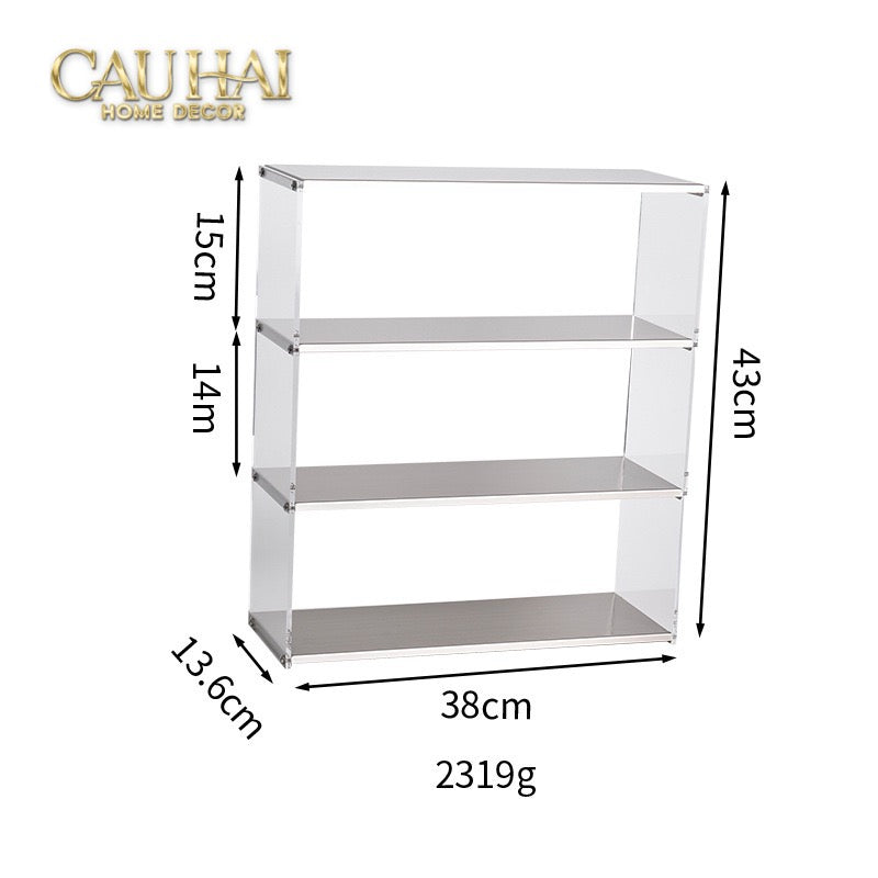 Kệ Acrylic 4 Tầng Metal Velvet Shelf Tiered Organizer 38x13.6x43-KỆ TRANG TRÍ-CẬU HAI HOME DECOR