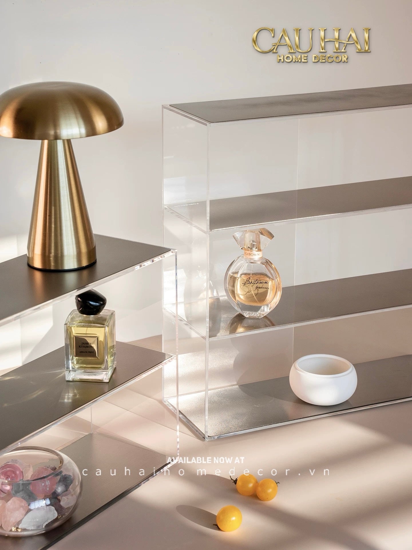 Kệ Acrylic 4 Tầng Metal Velvet Shelf Tiered Organizer 38x13.6x43-CẬU HAI HOME DECOR