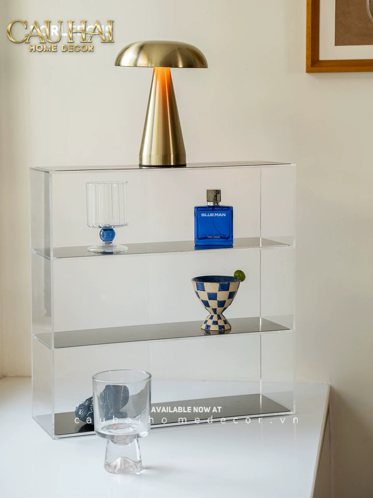 Kệ Acrylic 4 Tầng Metal Velvet Shelf Tiered Organizer 38x13.6x43-KỆ TRANG TRÍ-CẬU HAI HOME DECOR