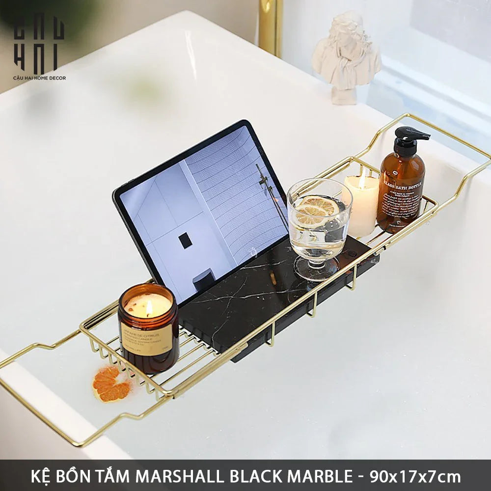KỆ BỒN TẮM MARSHALL BLACK MARBLE SS25