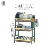 KỆ CHÉN DĨA 3 TẦNG GOLDEN MAMA-CẬU HAI HOME DECOR