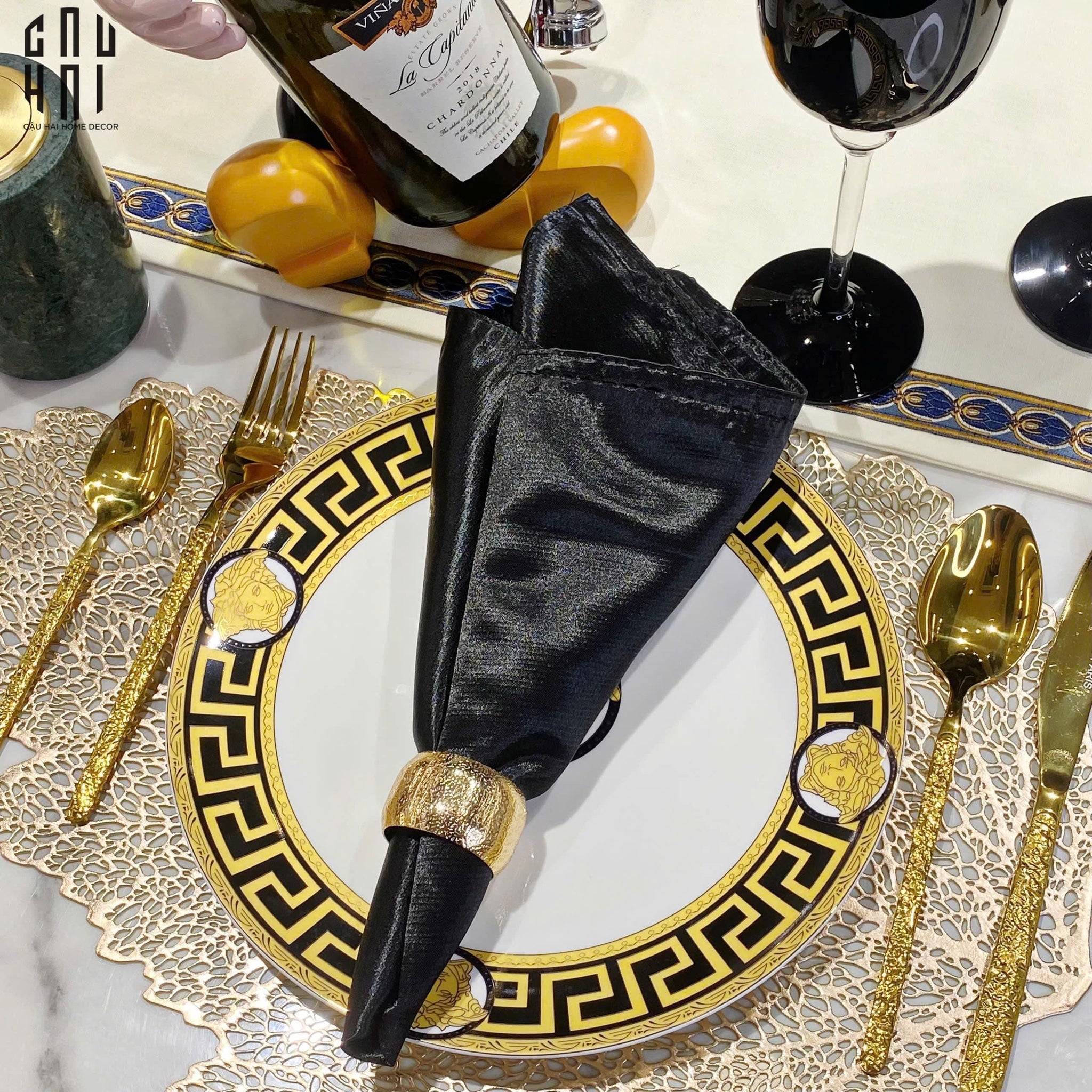 KHĂN ĂN - SILK NAPKIN BLACK ROYAL