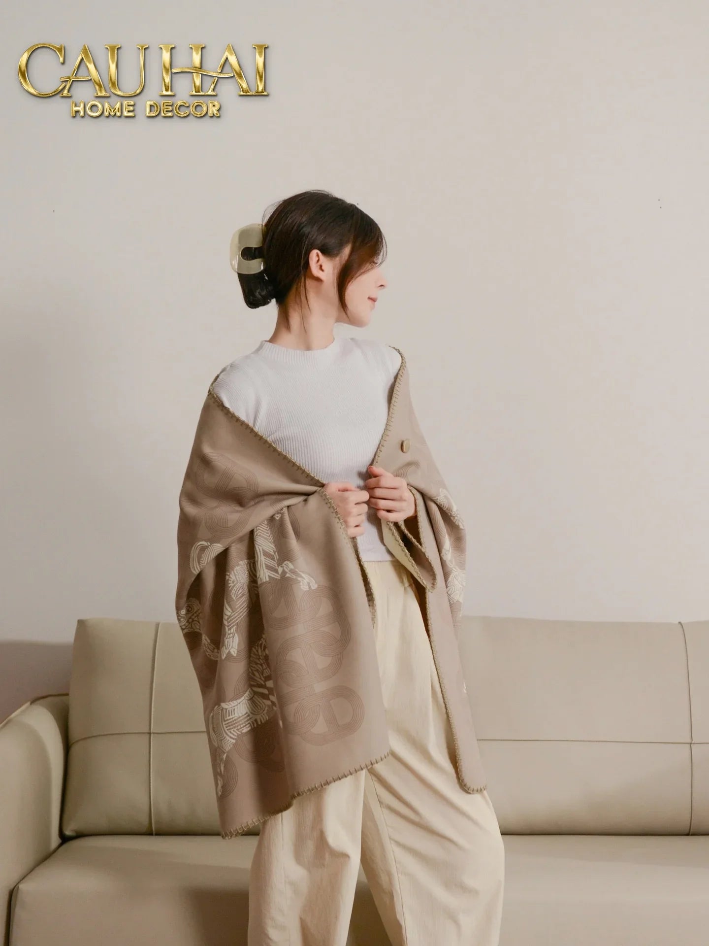 Khăn Cashmere Couture 80x150 - La Parade des Cent Chevaux - Button Édition-VẬT TƯ NỘI BỘ-CẬU HAI HOME DECOR