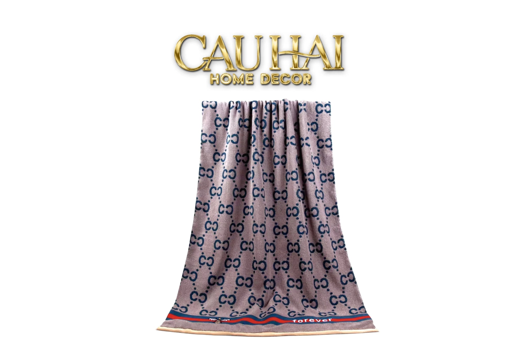 Khăn Tắm 70X140 Galante - Cobalt Navy Gg Bath Towel-CẬU HAI HOME DECOR