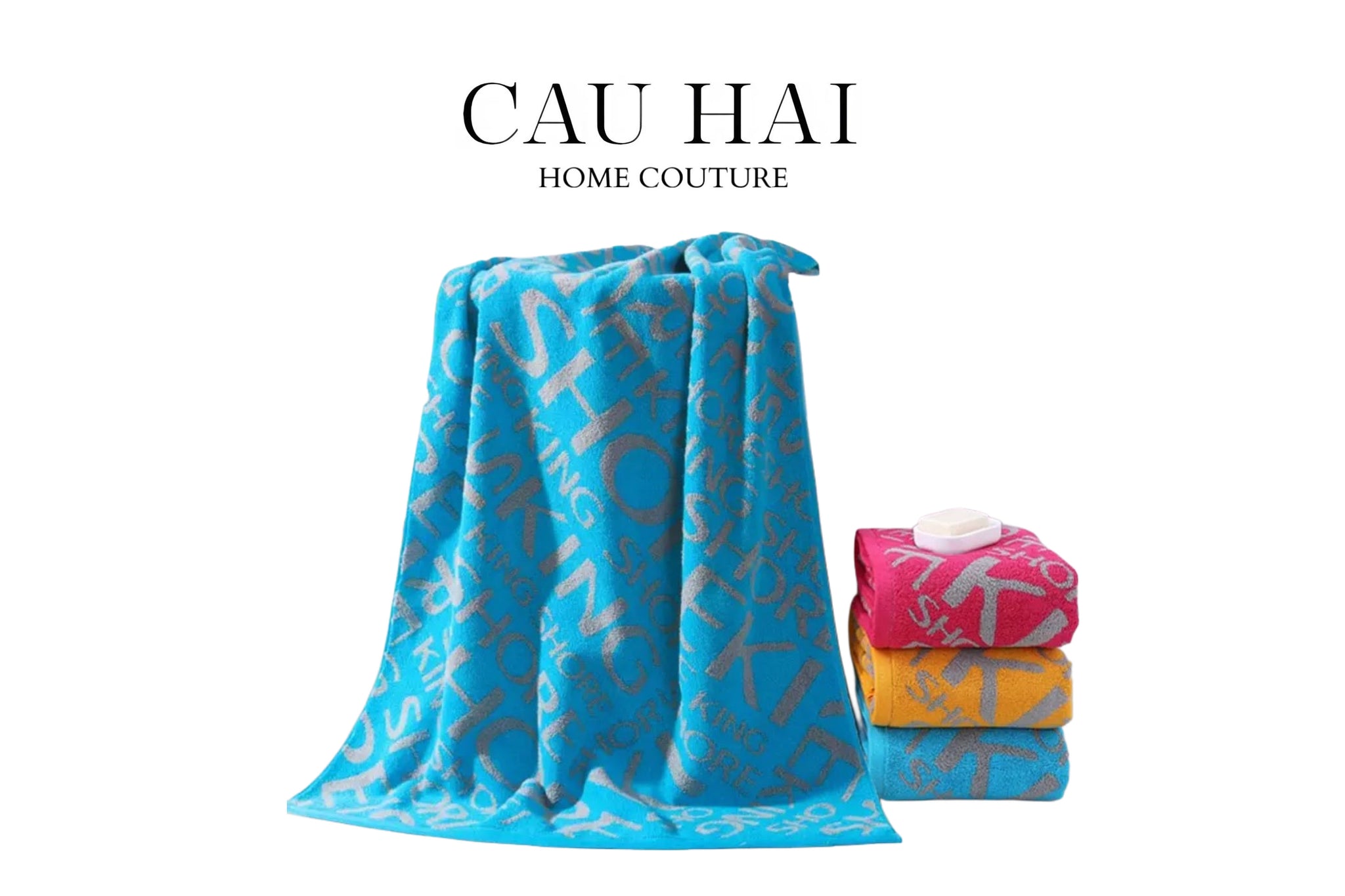 KHĂN TẮM 70X140 KING TYPO - SKY BLUE BATH TOWEL-2- Cậu Hai Home Decor
