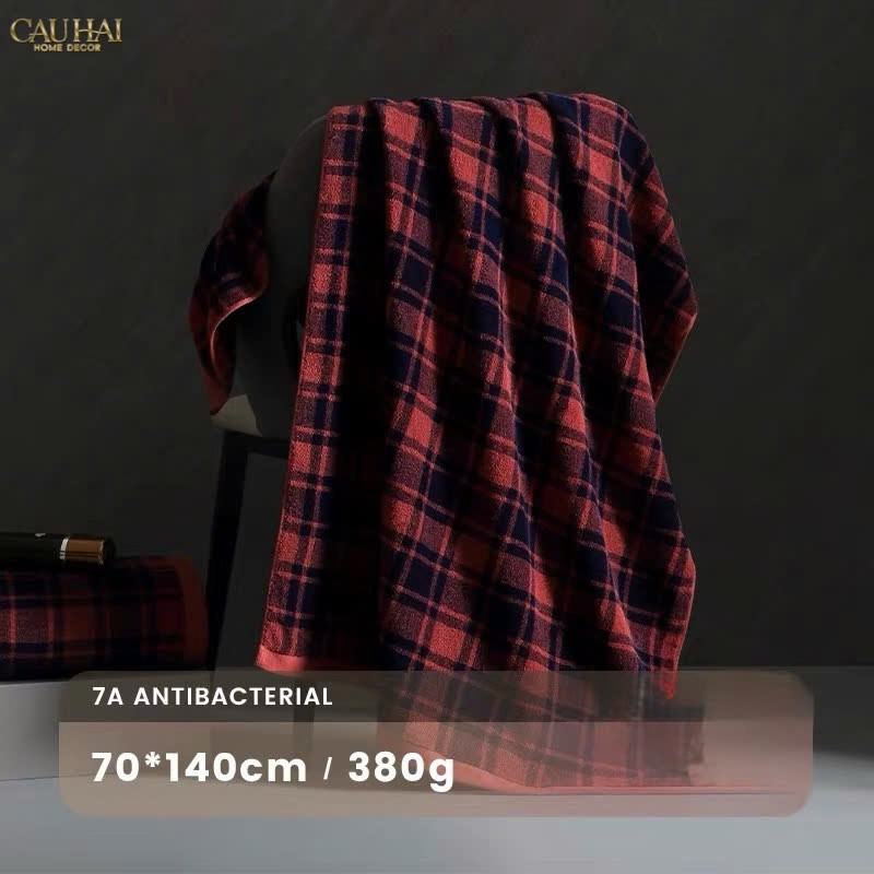 KHĂN TẮM 70X140 - MOTIF À CARREAU PREMIUM BATH TOWEL-9- Cậu Hai Home Decor