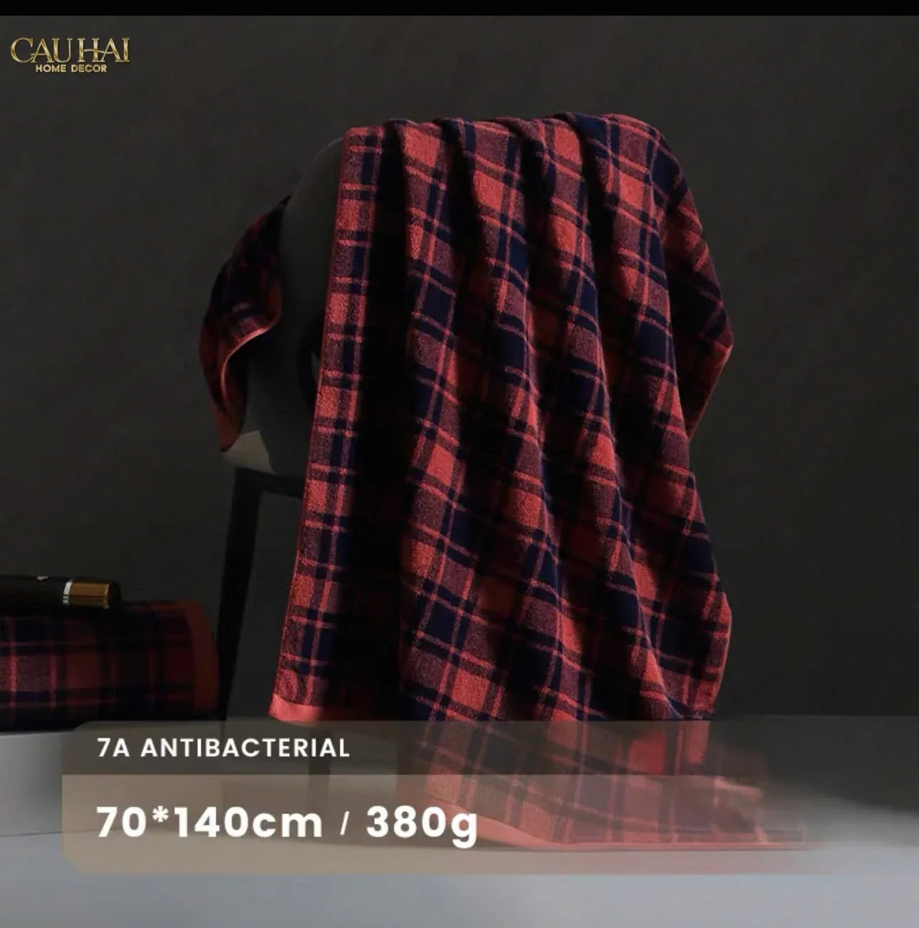Khăn Tắm 70X140 - Motif À Carreau Premium Bath Towel-CẬU HAI HOME DECOR