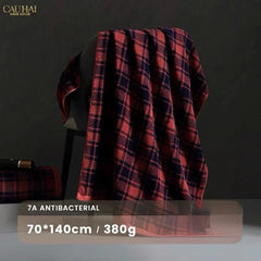 Khăn Tắm 70X140 - Motif À Carreau Premium Bath Towel-CẬU HAI HOME DECOR