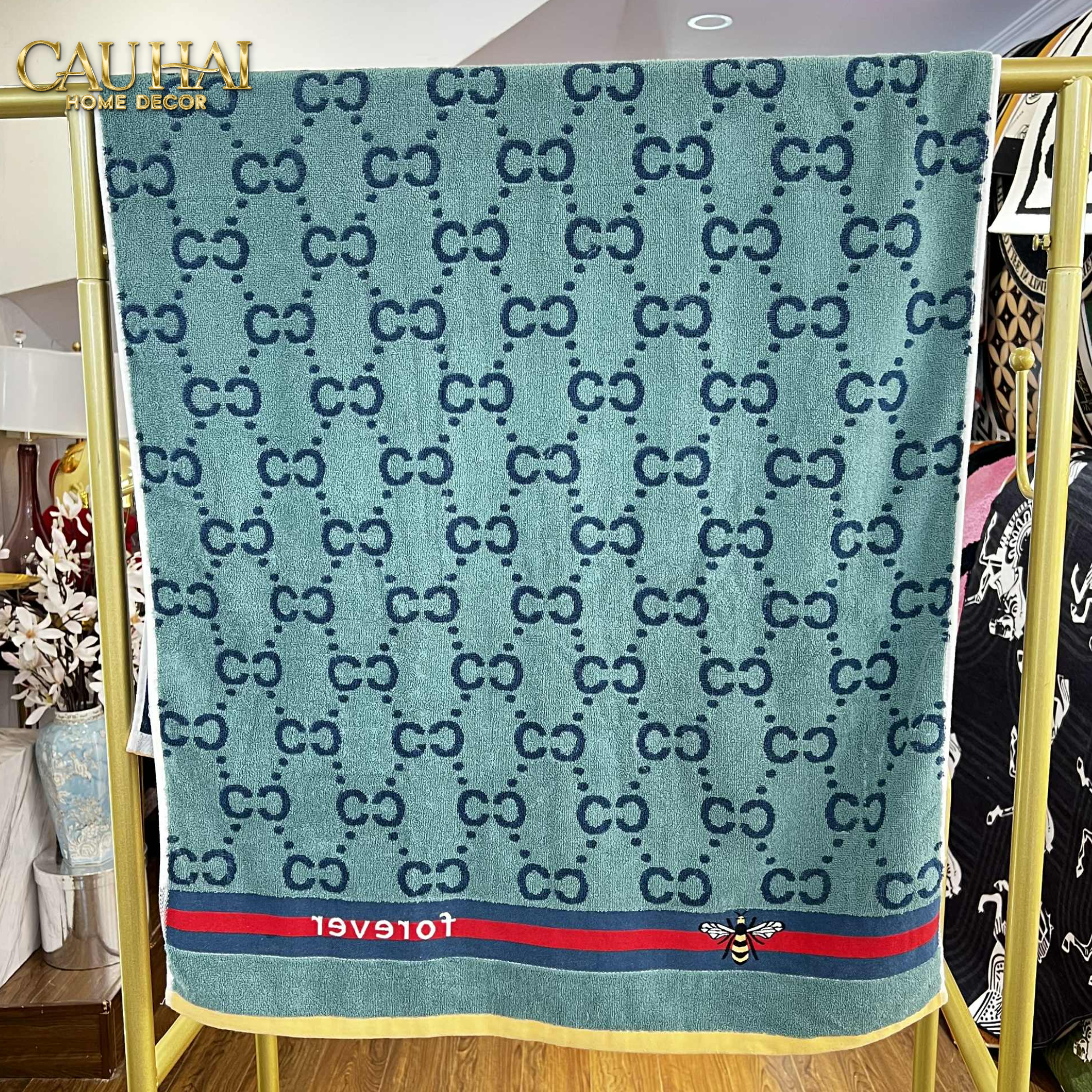 Khăn Tắm 70X140 Verte - Cobalt Navy Gg Bath Towel - CẬU HAI HOME DECOR