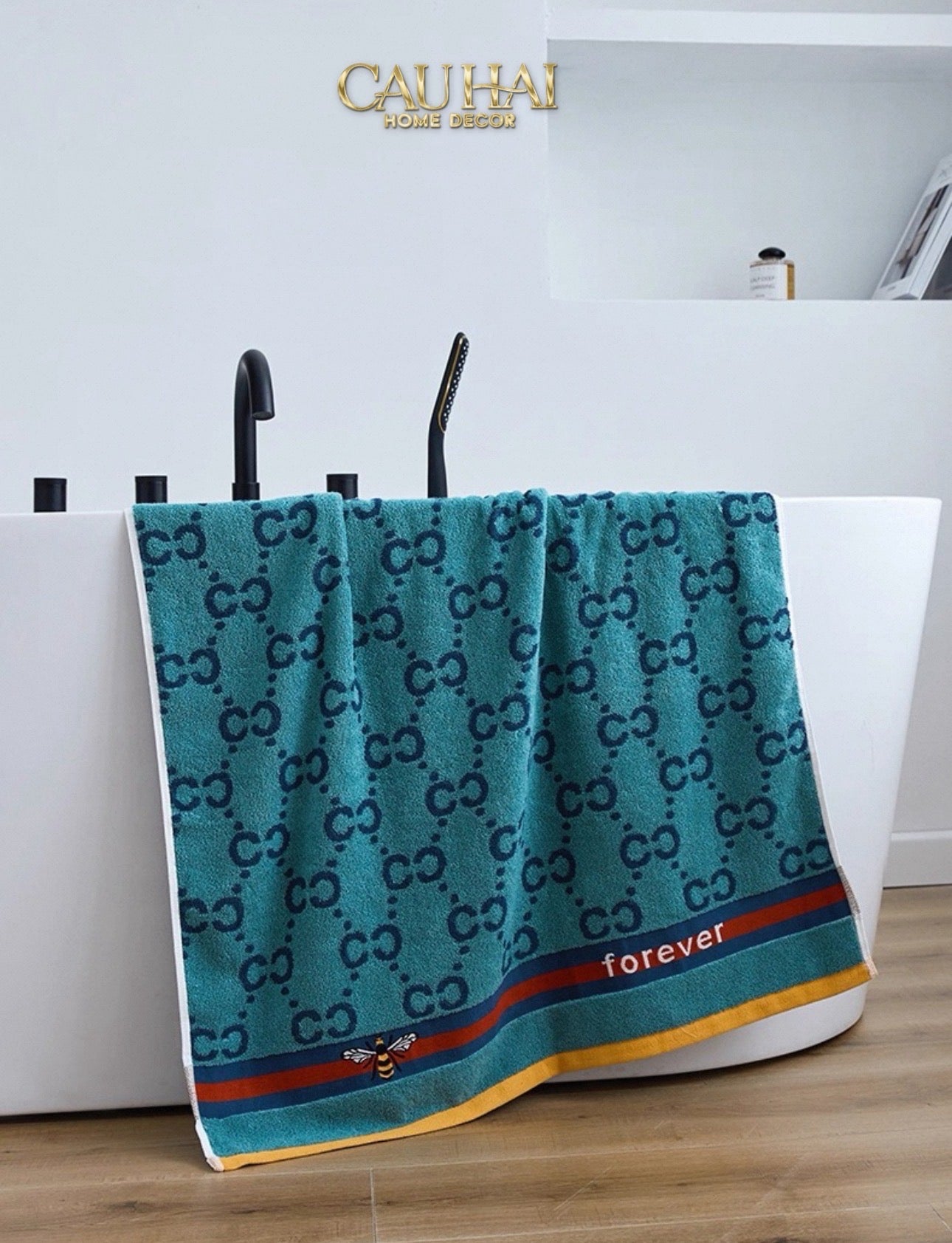 Khăn Tắm 70X140 Verte - Cobalt Navy Gg Bath Towel - CẬU HAI HOME DECOR