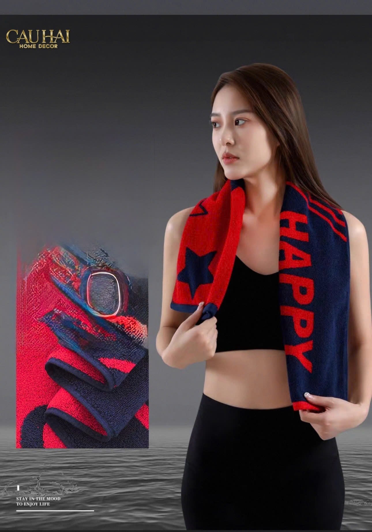 KHĂN THỂ THAO 35X100 - HAPPY EVERYDAY SPORTY TOWEL-CẬU HAI HOME DECOR