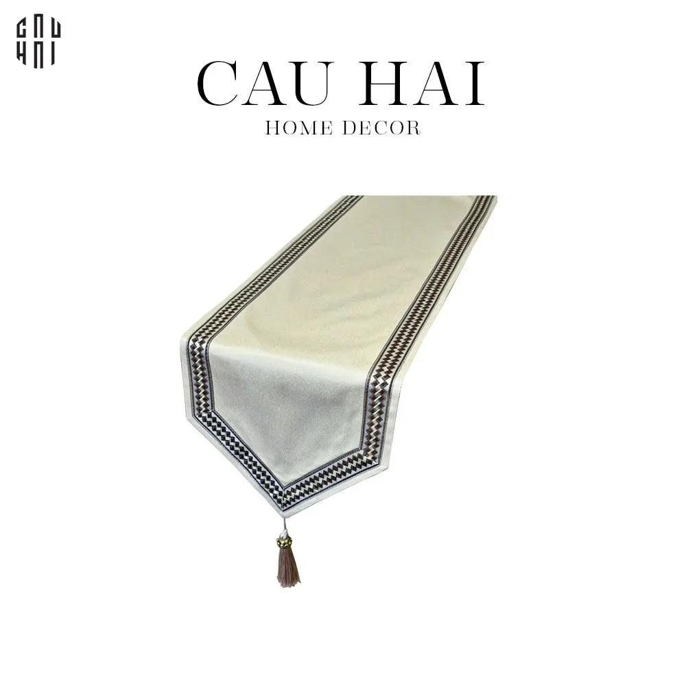Khăn Trải Bàn - Cataleya Imperial Floral Beige Table Runner 3M - CẬU HAI HOME DECOR