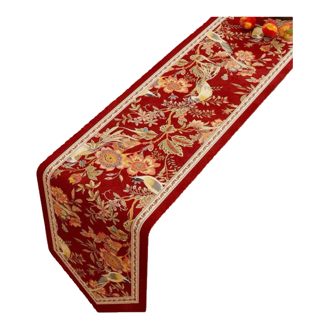 Khăn Trải Bàn Nhung  - Floral Rouge Table Runner 3M6