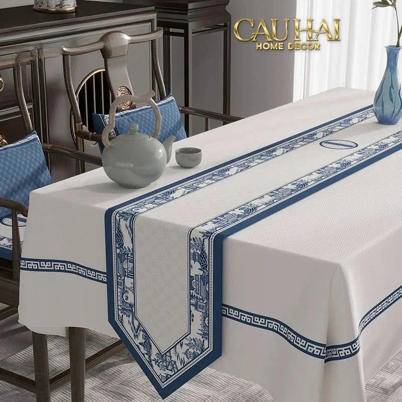 Khăn Trải Bàn Indigo Dynasty Heritage Pastoral Table Runner 3M6-KHĂN TRẢI BÀN-CẬU HAI HOME DECOR