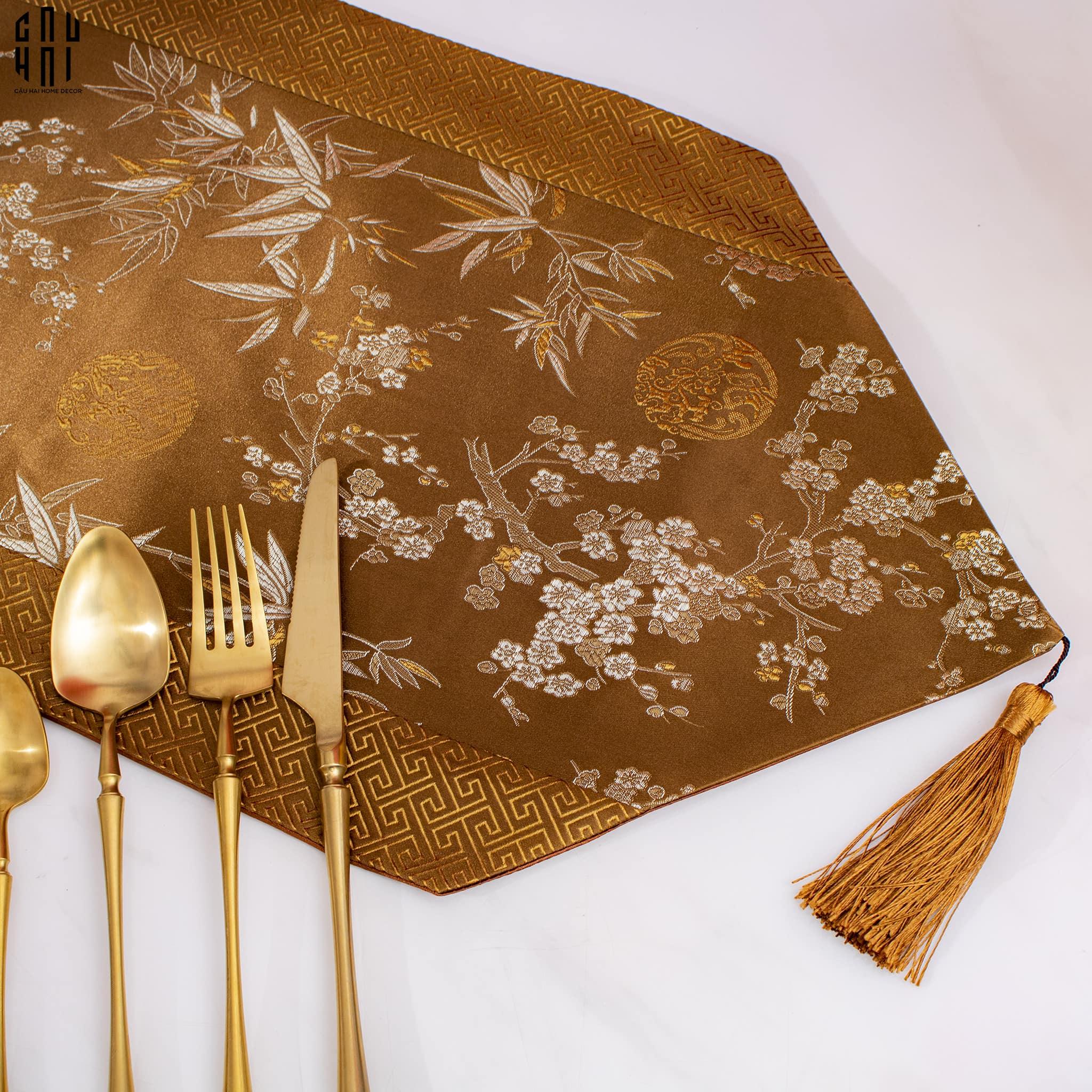 KHĂN TRẢI BÀN MAI LAN CÚC TRÚC 4M - TABLE RUNNER MAI LAN CÚC TRÚC 4M - CẬU HAI HOME DECOR