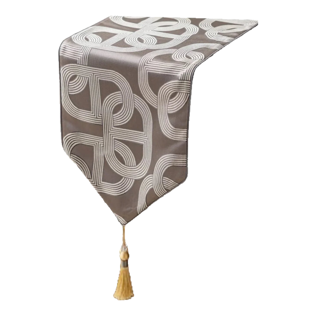 Khăn Trải Bàn - Satin Chaîne D’Ancre Gris Table Runner 32X240