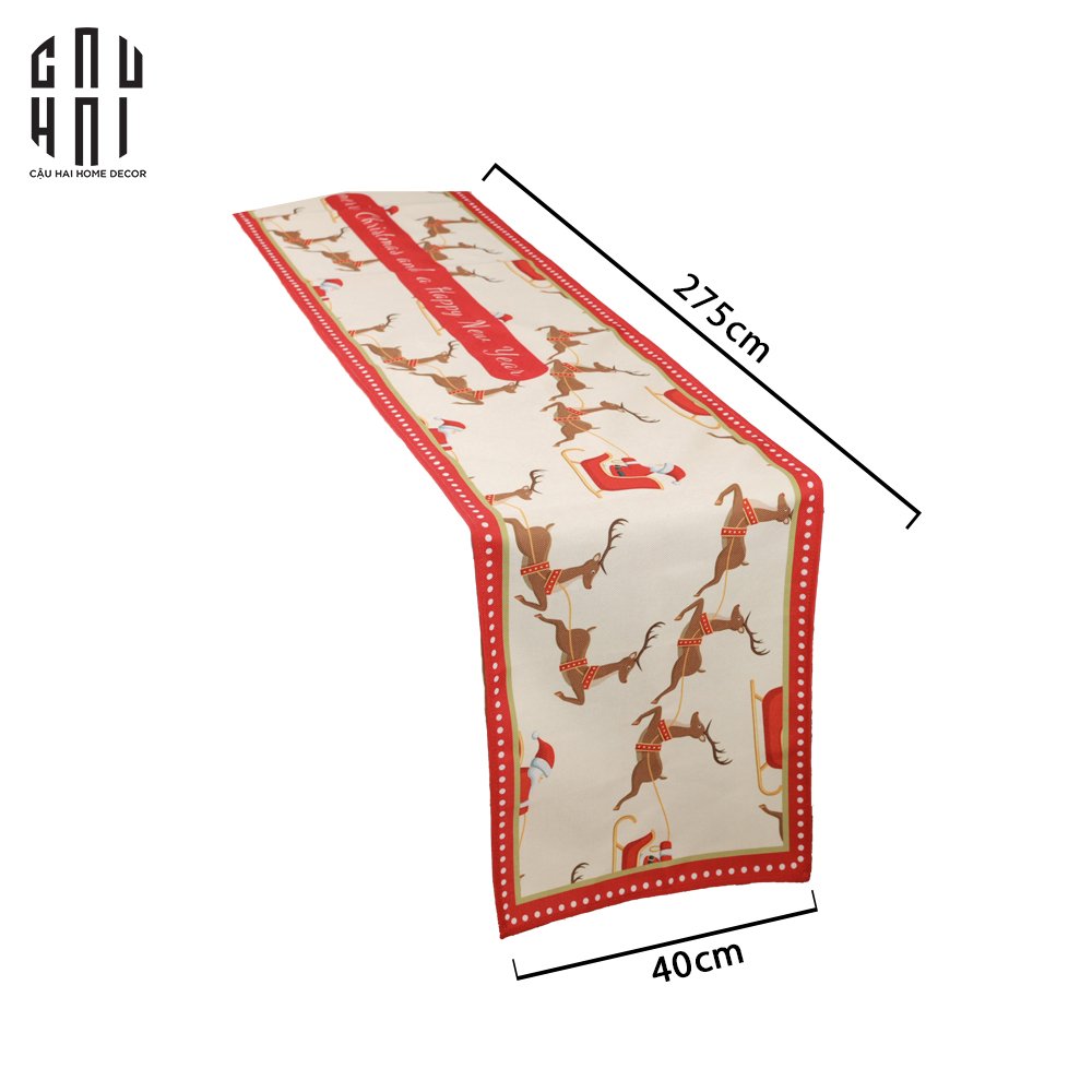 KHĂN TRẢI BÀN - TABLE RUNNER BROWN DEER 40X275 CM - CẬU HAI HOME DECOR