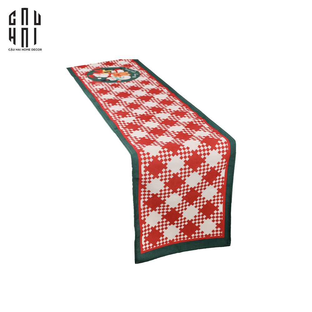 KHĂN TRẢI BÀN - TABLE RUNNER CARO SNOWMAN 40X280 CM - CẬU HAI HOME DECOR