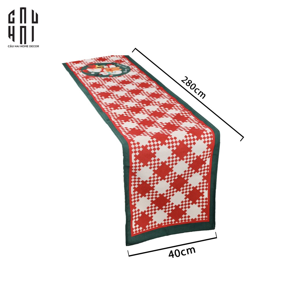 KHĂN TRẢI BÀN - TABLE RUNNER CARO SNOWMAN 40X280 CM - CẬU HAI HOME DECOR