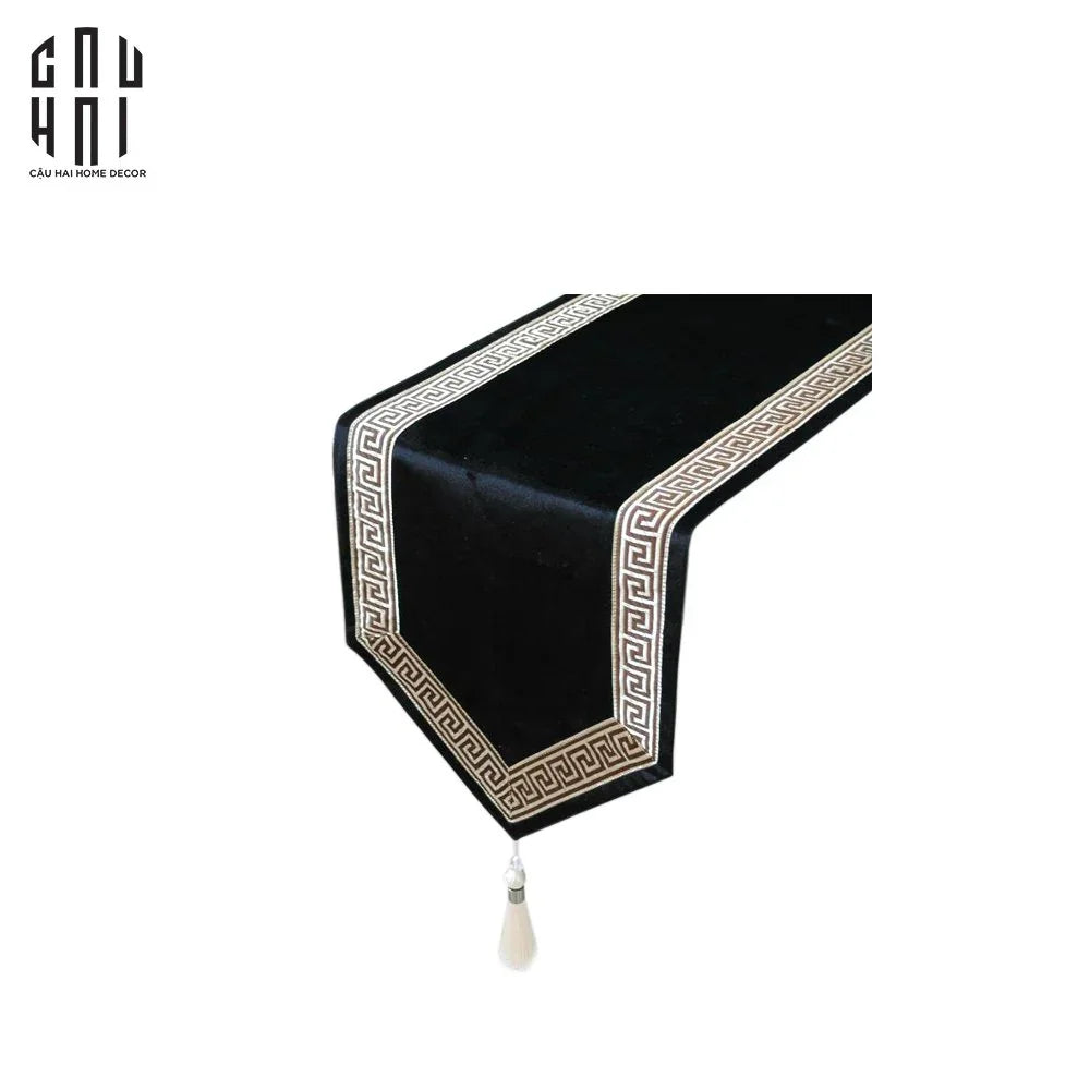 KHĂN TRẢI BÀN - TABLE RUNNER CROCHET NOIR 3M2 - CẬU HAI HOME DECOR