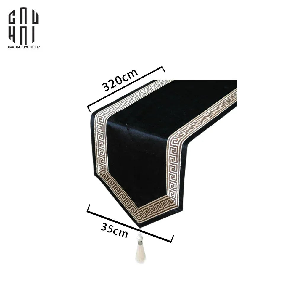 KHĂN TRẢI BÀN - TABLE RUNNER CROCHET NOIR 3M2 - CẬU HAI HOME DECOR