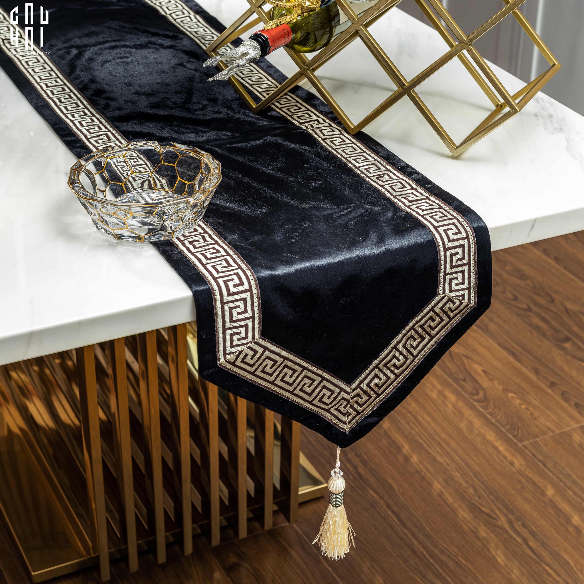 KHĂN TRẢI BÀN - TABLE RUNNER CROCHET NOIR 3M2 - CẬU HAI HOME DECOR