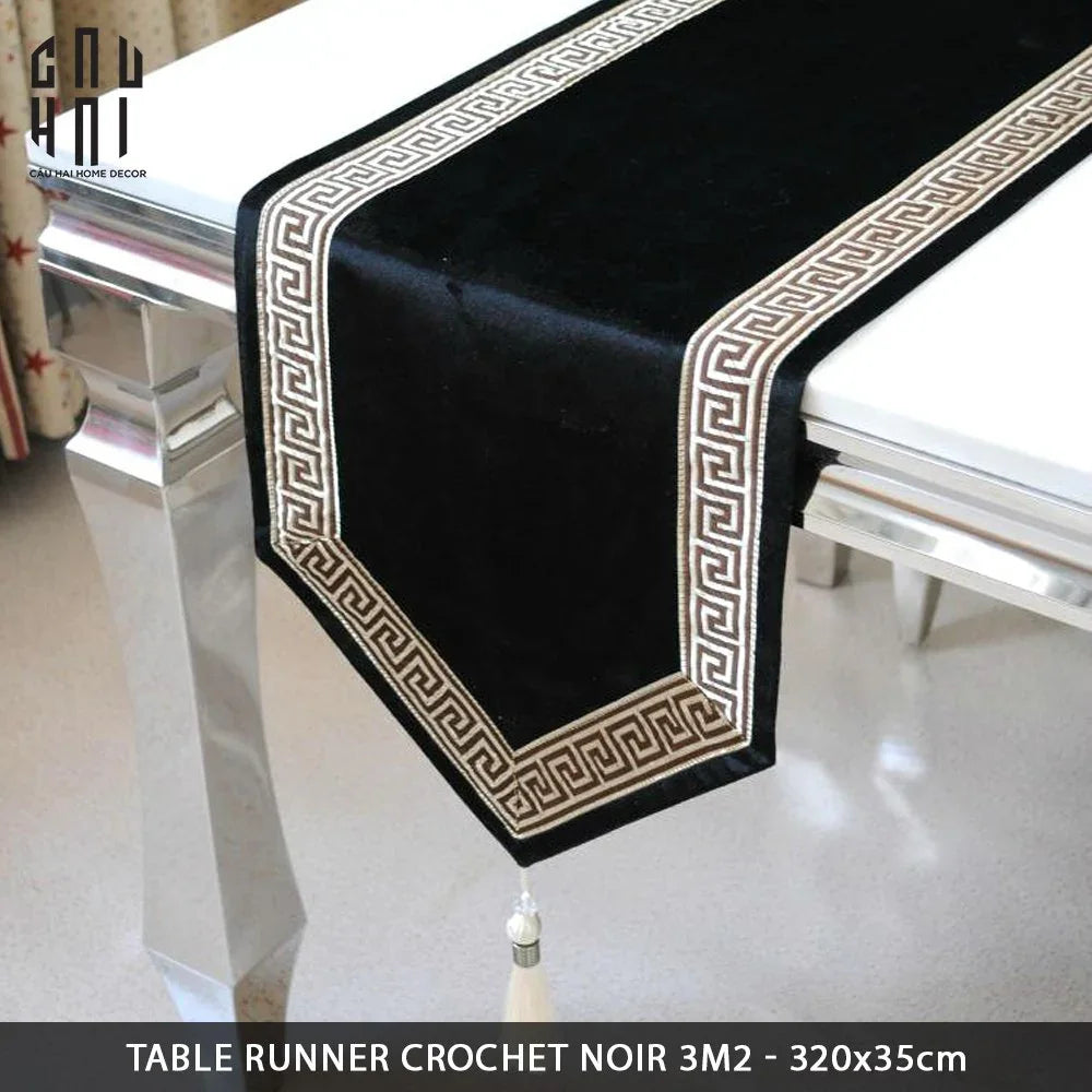 KHĂN TRẢI BÀN - TABLE RUNNER CROCHET NOIR 3M2 - CẬU HAI HOME DECOR