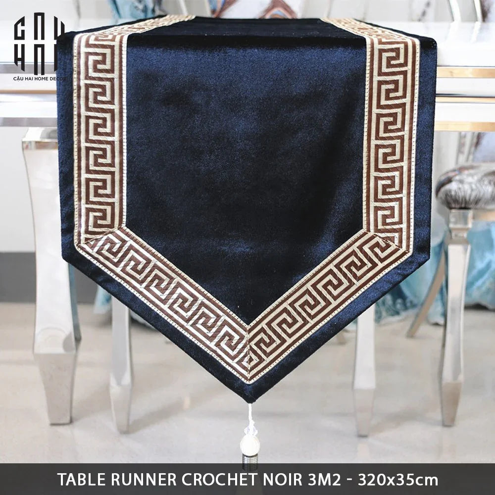 KHĂN TRẢI BÀN - TABLE RUNNER CROCHET NOIR 3M2 - CẬU HAI HOME DECOR