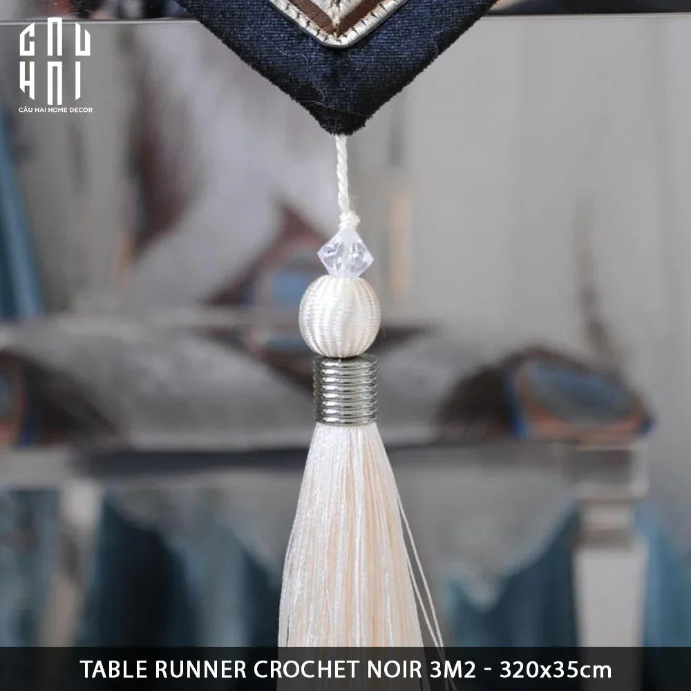 KHĂN TRẢI BÀN - TABLE RUNNER CROCHET NOIR 3M2 - CẬU HAI HOME DECOR