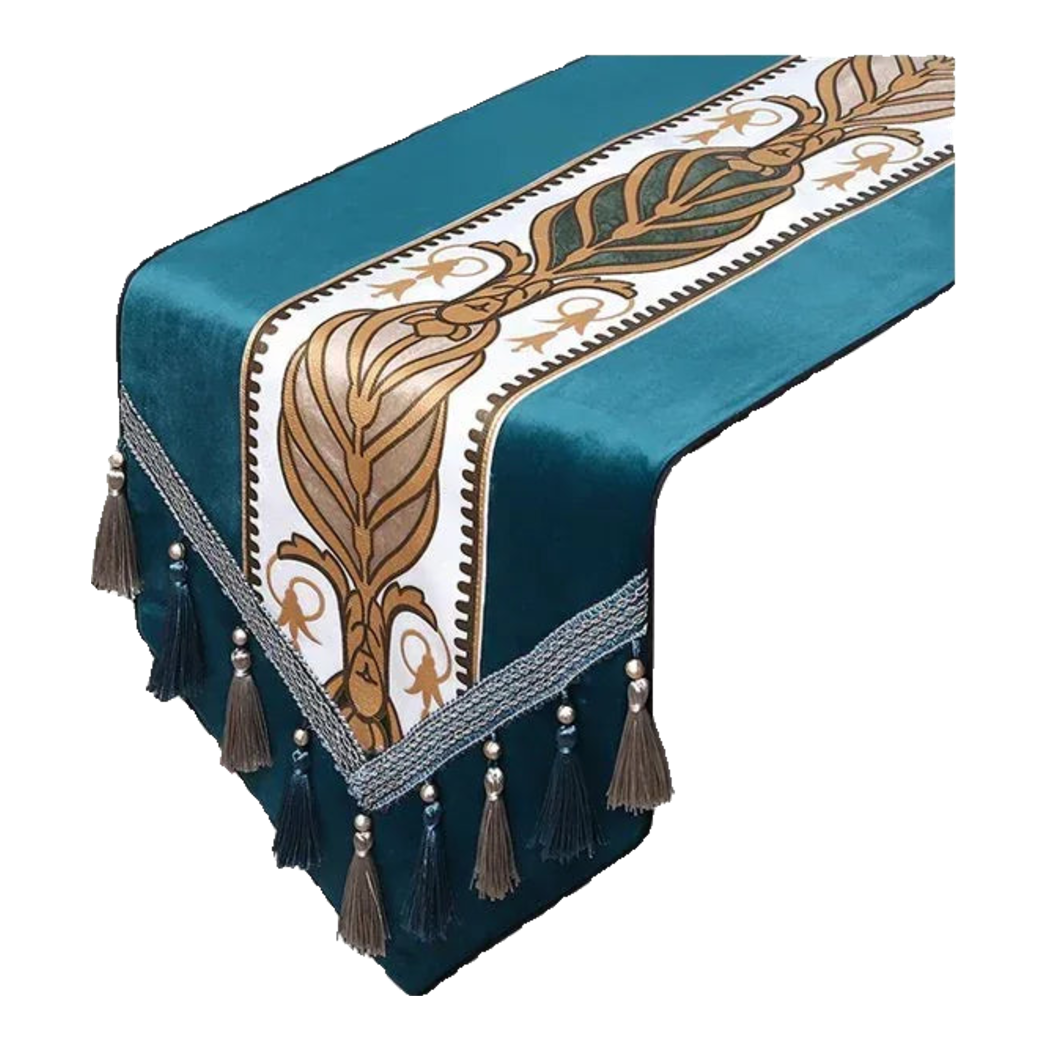 Khăn Trải Bàn Nhung Teal Velvet Mixology Thalia 1M6 Couture Velour Table Runner