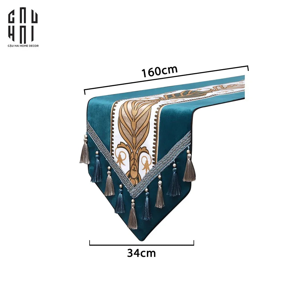 KHĂN TRẢI BÀN VELVET THALIA 1M6-CẬU HAI HOME DECOR