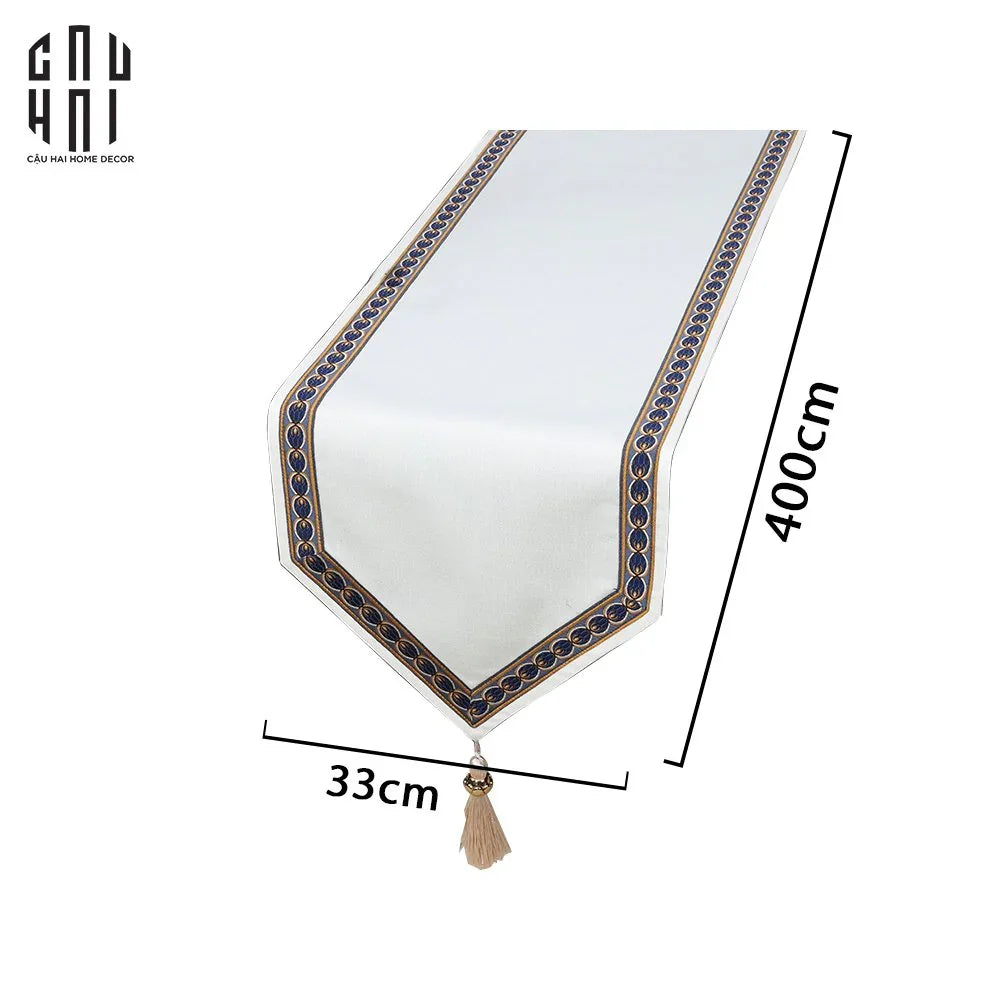 KHĂN TRẢI BÀN WHITE HEART 4M-CẬU HAI HOME DECOR