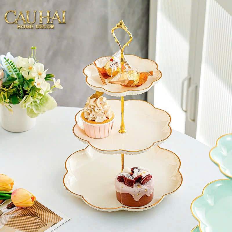 Khay Bánh 3 Tầng Fleur D’Ivoire Étagère 3 Niveaux - CẬU HAI HOME DECOR