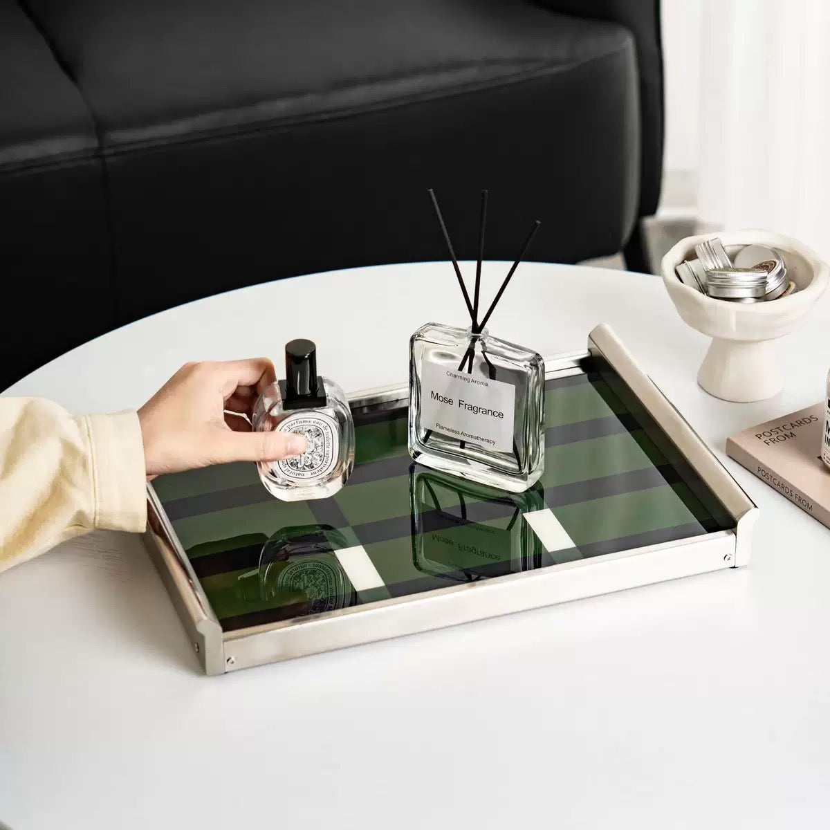 Khay Chữ Nhật Mặt Acrylic Emerald Geometry Rectangular Decorative Trays 25.8x37.2x4.3