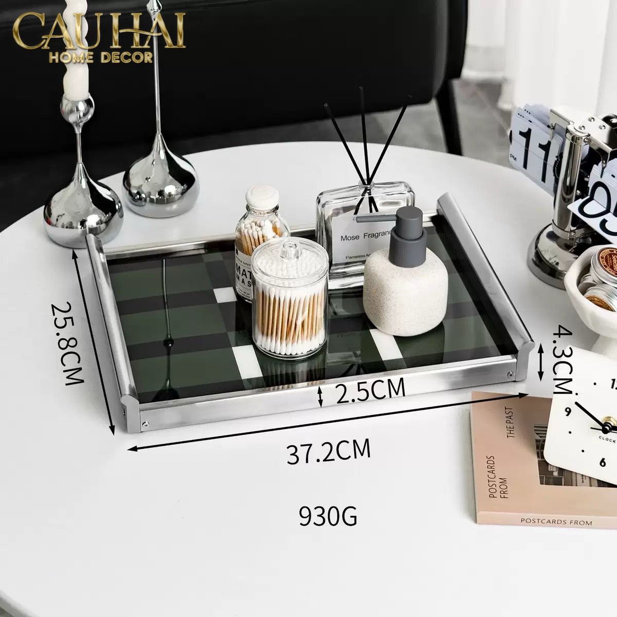 Khay Chữ Nhật Mặt Acrylic Emerald Geometry Rectangular Decorative Trays 25.8x37.2x4.3