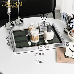 Khay Chữ Nhật Mặt Acrylic Emerald Geometry Rectangular Decorative Trays 25.8x37.2x4.3-CẬU HAI HOME DECOR