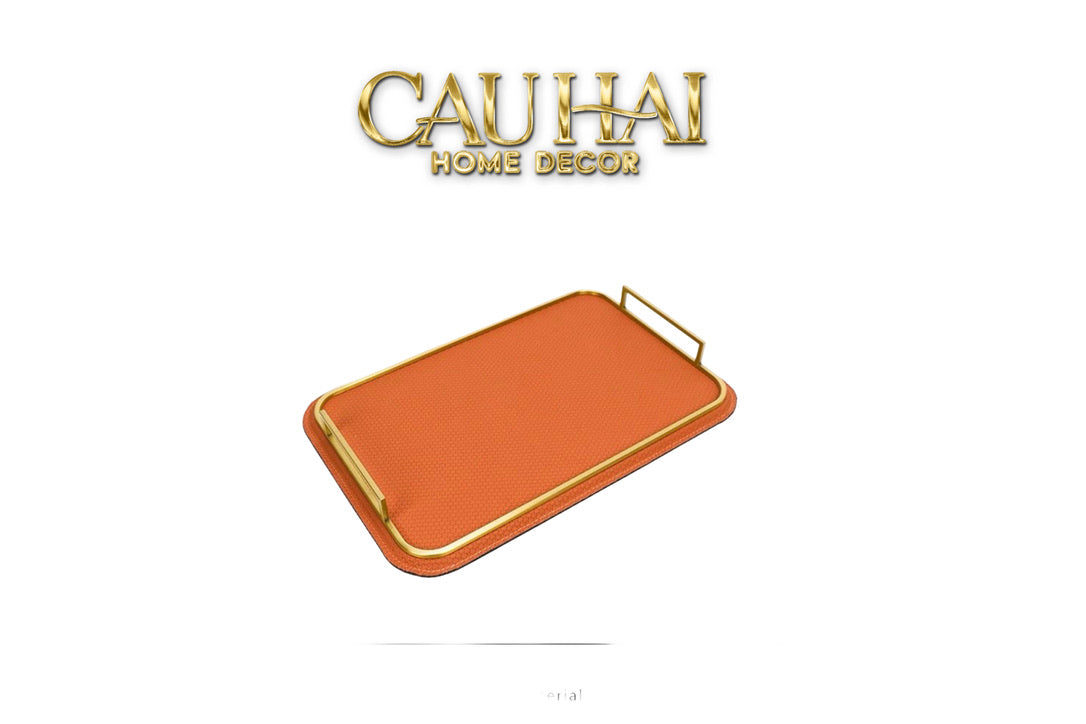 Khay Da Atelier Burnt-O Leather Rectangular Tray 49x35cm-CẬU HAI HOME DECOR