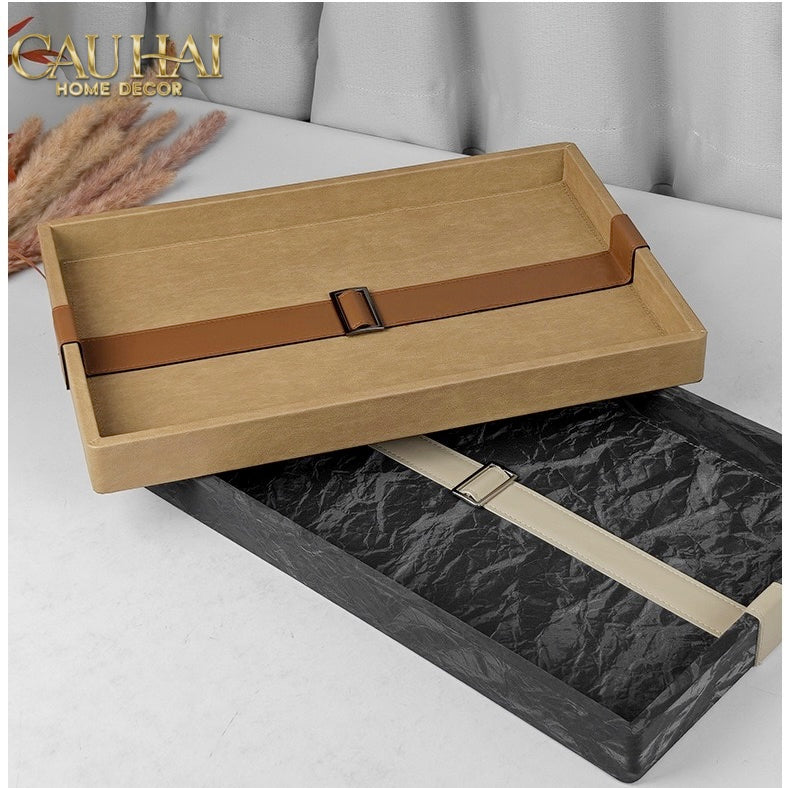 Khay Da Lộn Chữ Nhật Atelier Saddle 30*40-KHAY TRANG TRÍ-CẬU HAI HOME DECOR