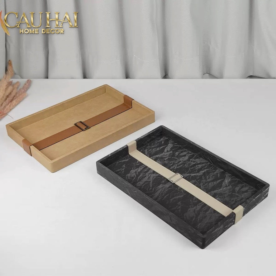 Khay Da Lộn Chữ Nhật Atelier Saddle 30*40-KHAY TRANG TRÍ-CẬU HAI HOME DECOR