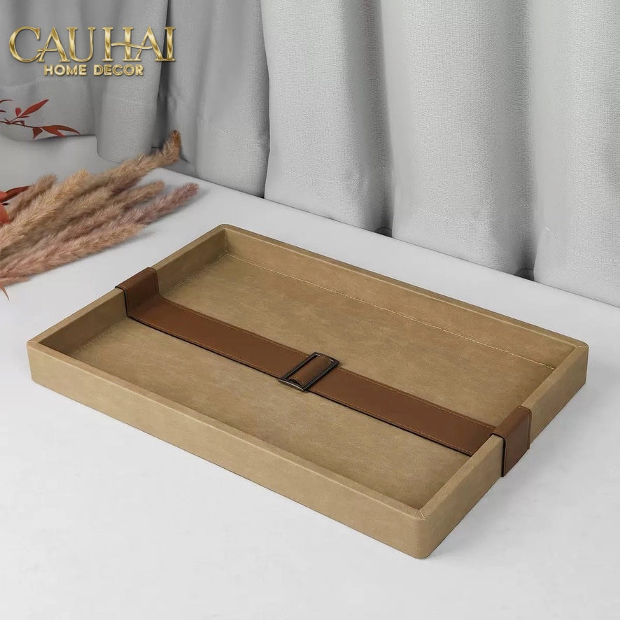Khay Da Lộn Chữ Nhật Atelier Saddle 30*40-KHAY TRANG TRÍ-CẬU HAI HOME DECOR