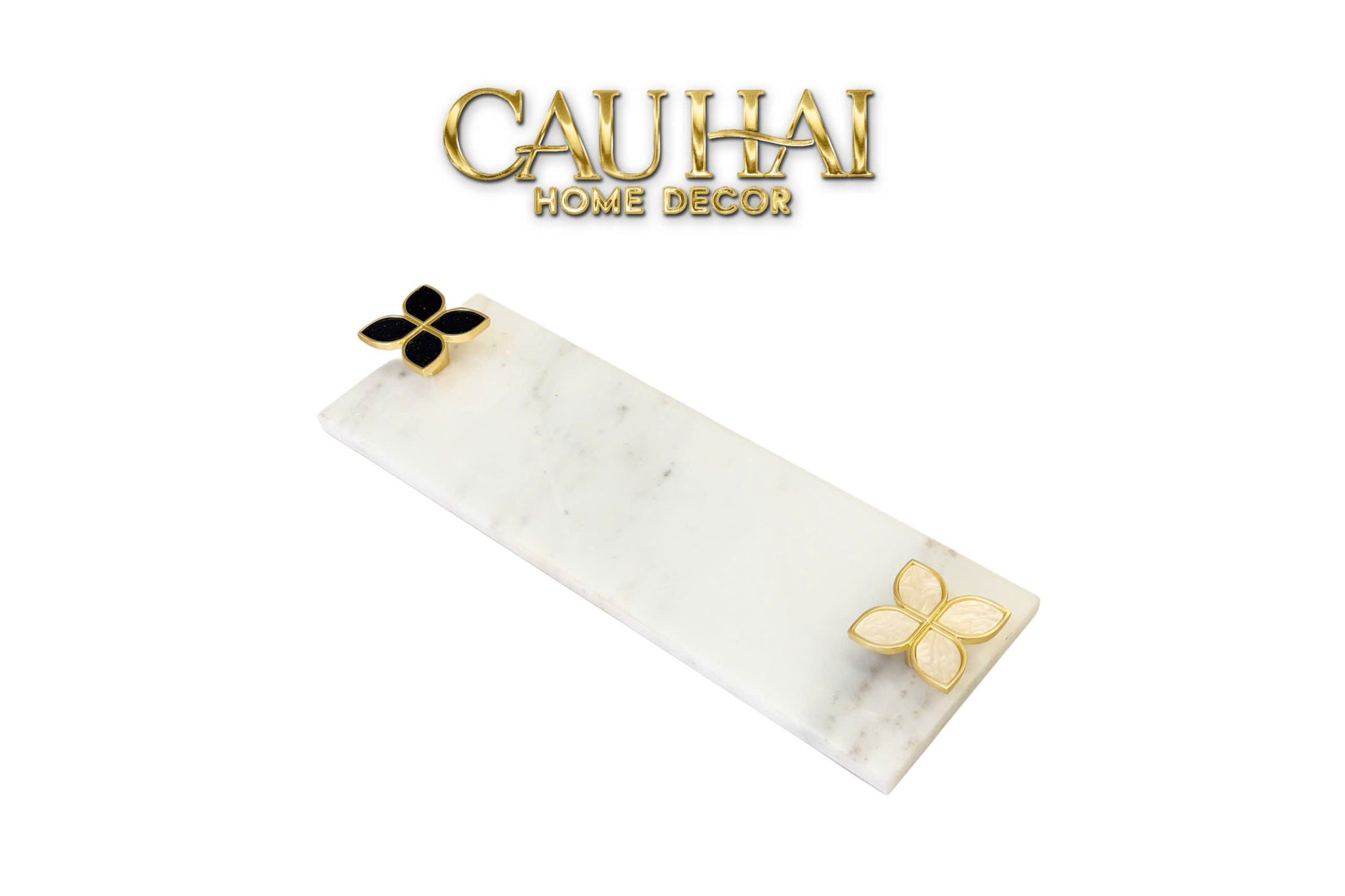 Khay Đá Manhattan Urban Terrace Marble Tray - Special Clover Knob 15 X 30 - CẬU HAI HOME DECOR