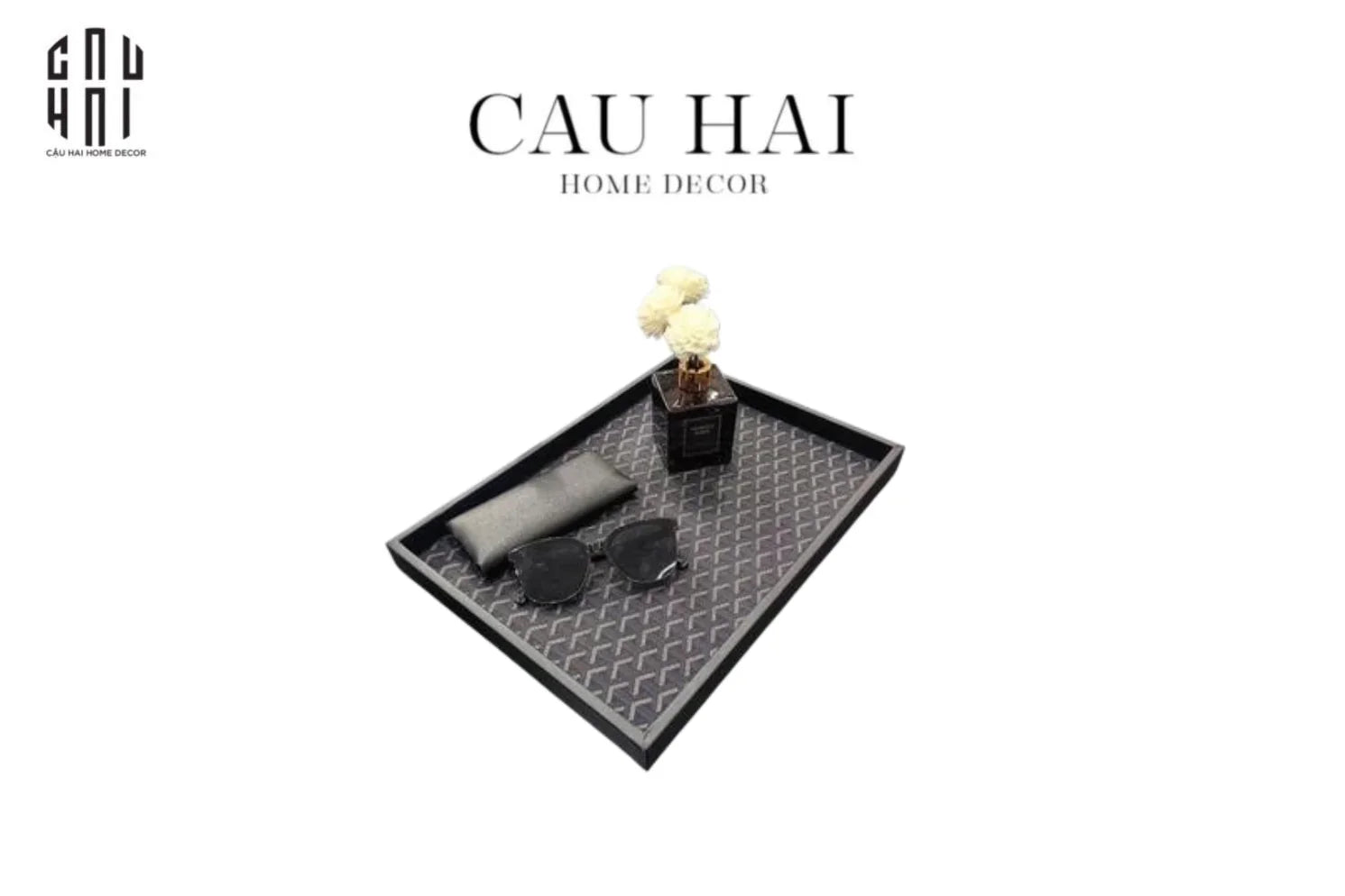 KHAY GỖ BỌC DA COUNTY YARD - BLACK SS25