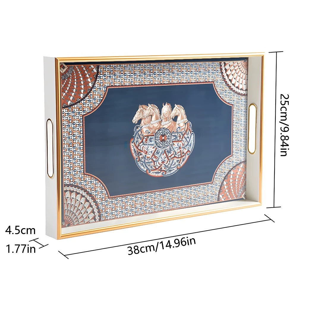 Khay Gỗ Chữ Nhật Mặt Gương H.Class Cosmic Cheval Équestre 25x38-Khay Kệ Tầng-CẬU HAI HOME DECOR