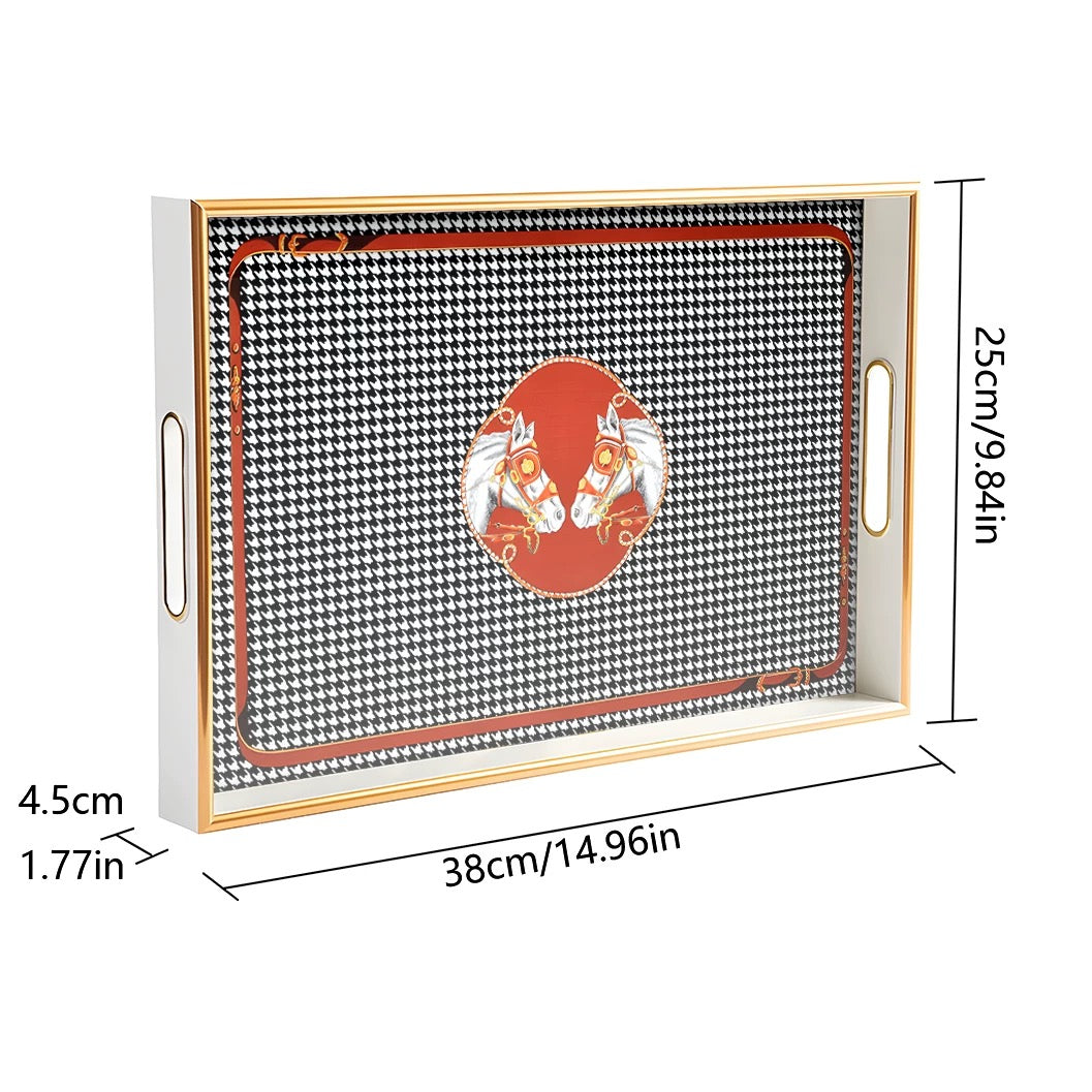 Khay Gỗ Chữ Nhật Mặt Gương H.Class Cosmic Cheval Équestre 25x38-Khay Kệ Tầng-CẬU HAI HOME DECOR