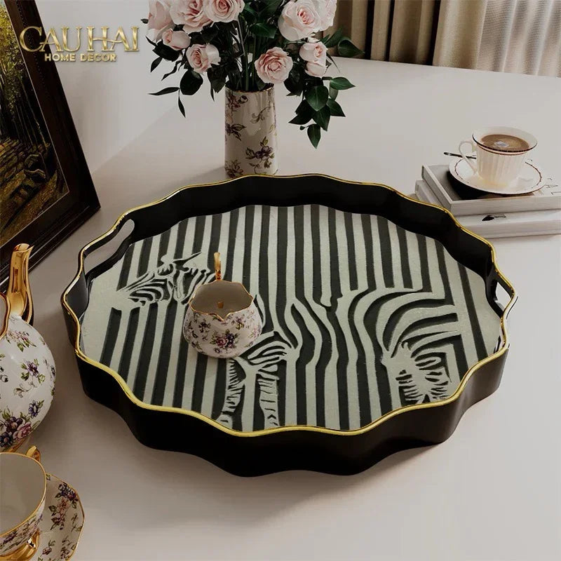 Khay Gỗ Chữ Nhật Rayé Monochrome Stripe Rectangular Serving Trays 28x35-KHAY TRANG TRÍ-CẬU HAI HOME DECOR
