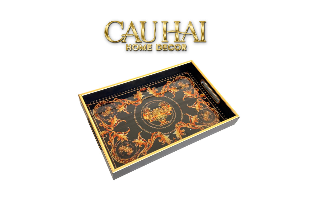 Khay Gỗ Chữ Nhật V Class Golden Barocco Noire Coupe de Dieux 25x38-KHAY TRANG TRÍ-CẬU HAI HOME DECOR-CẬU HAI HOME DECOR