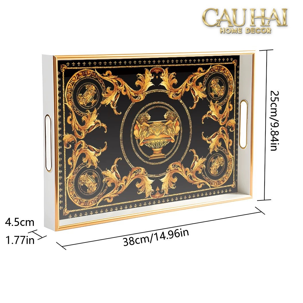 Khay Gỗ Chữ Nhật V Class Golden Barocco Noire Coupe de Dieux 25x38-CẬU HAI HOME DECOR